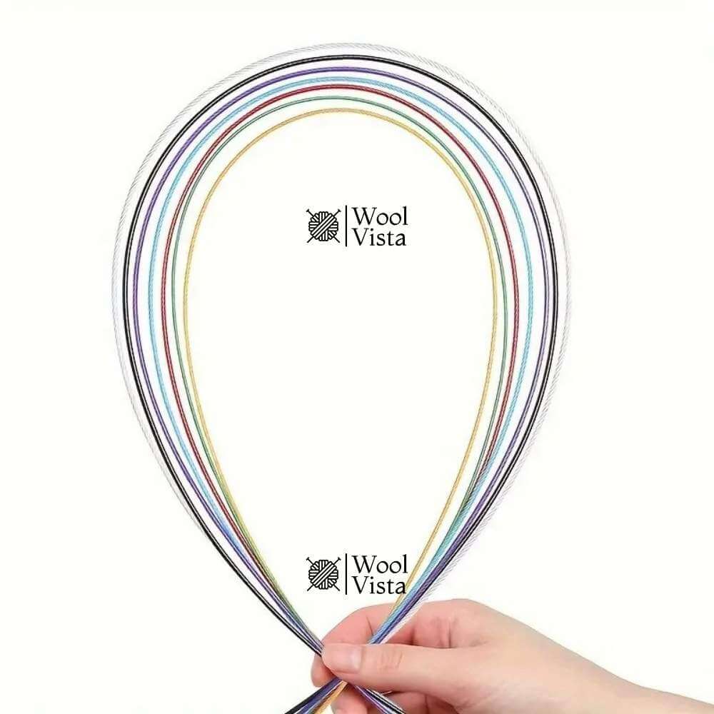 MULTICOLOURED WIRE CIRCULAR STAINLESS STEEL KNITTING NEEDLES – 120 CM LONG