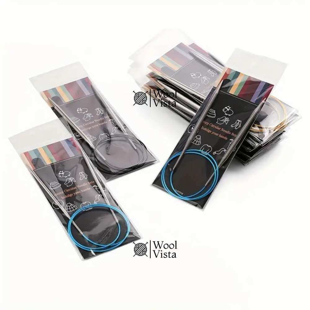 MULTICOLOURED WIRE CIRCULAR STAINLESS STEEL KNITTING NEEDLES – 120 CM LONG