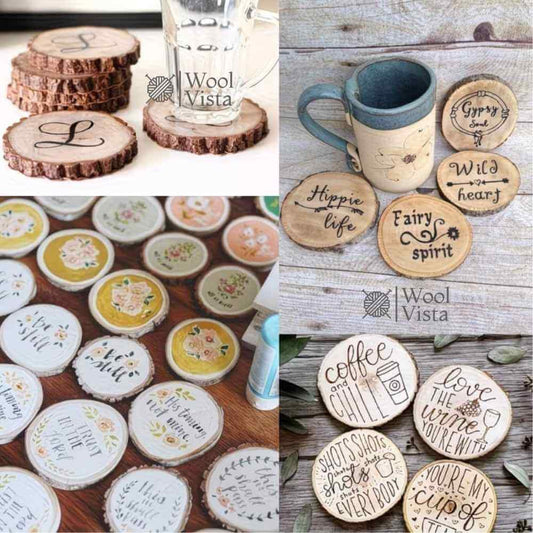 NATURAL PINE ROUND WOOD SLICE WITH BARK – 4 INCHES, 1CM THICKNESS ORNAMENTS FOR CRAFTS & PAINTING