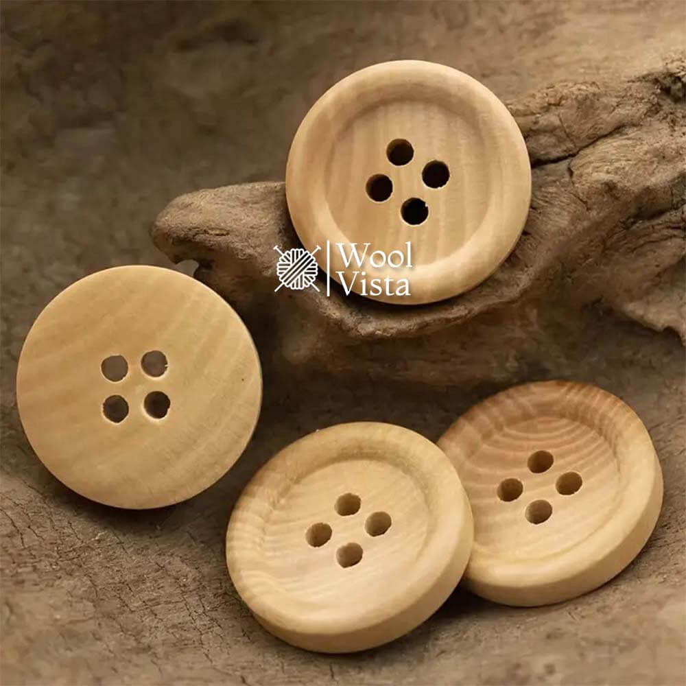 NATURAL WOOD BUTTONS (PACK OF 12)