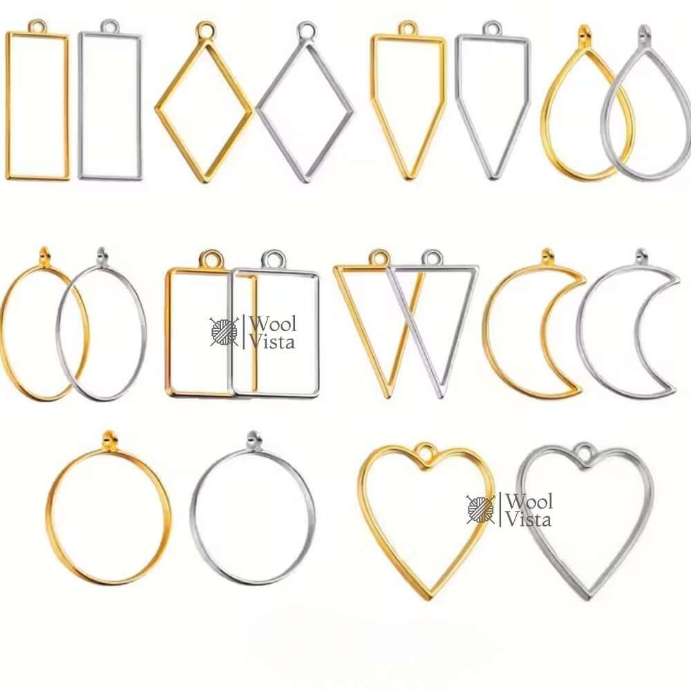 OPEN BEZELS HOLLOW FRAME PENDANTS – JEWELRY CASTING MOLDS FOR RESIN, NECKLACES & EARRING MAKING SUPPLIES