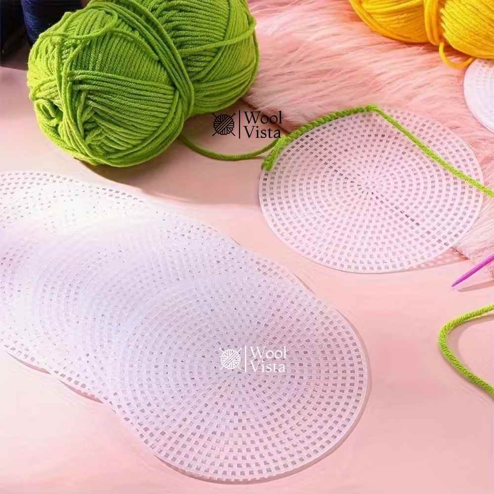 PLASTIC ROUND SHAPE CANVAS MESH SHEETS FOR BAGS AND DIY ACCESSORIES