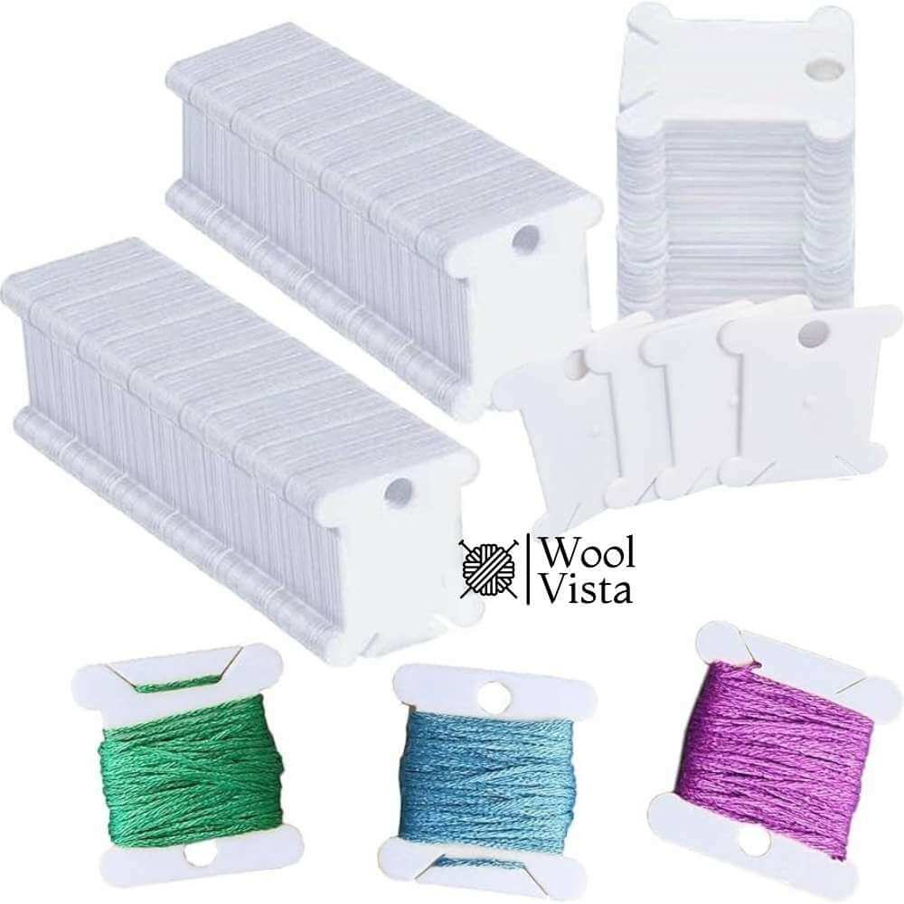 PLASTIC FLOSS BOBBINS THREAD WINDER - FOR CROSS STITCH EMBROIDERY (PACK OF 10)