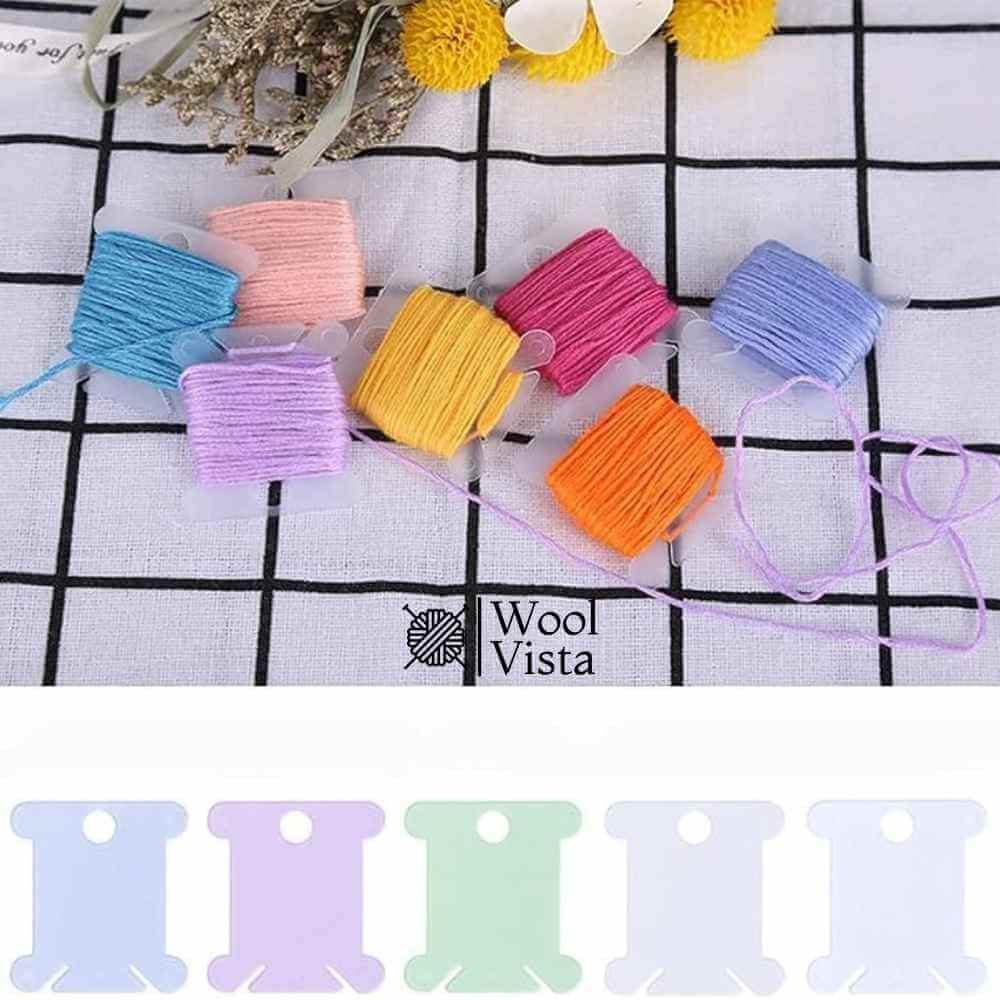 PLASTIC FLOSS BOBBINS THREAD WINDER - FOR CROSS STITCH EMBROIDERY (PACK OF 10)