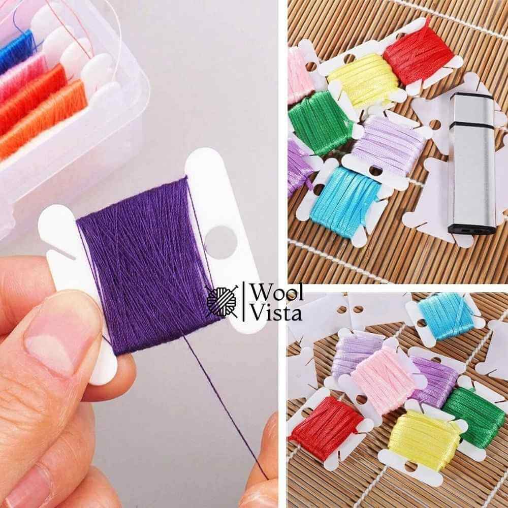 PLASTIC FLOSS BOBBINS THREAD WINDER - FOR CROSS STITCH EMBROIDERY (PACK OF 10)