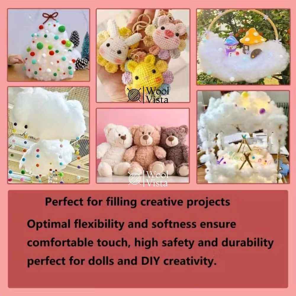 POLYESTER FILLING 500 GRAMS – TOY STUFFING & CRAFT POLYFILL FOR PILLOWS, CUSHIONS & BAGS