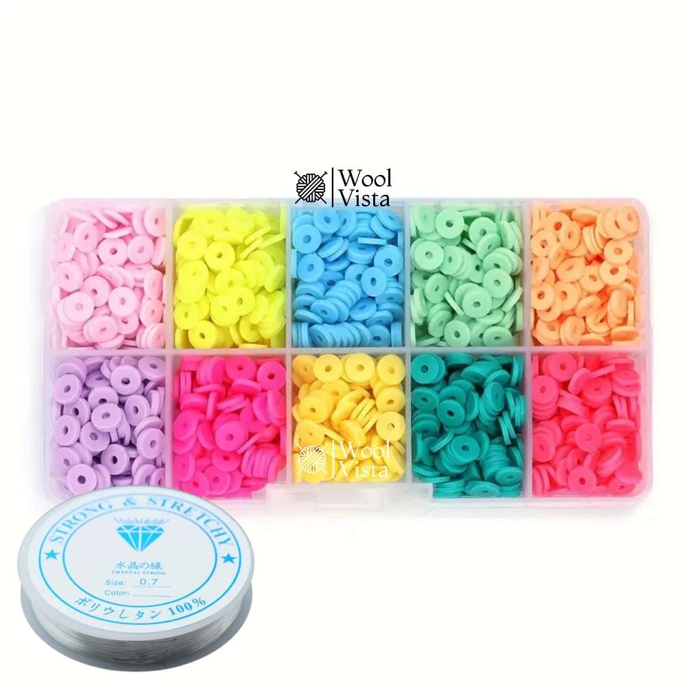 POLYMER CLAY BEADS SET – 6MM COLORFUL SPACER BEADS FOR JEWELRY MAKING