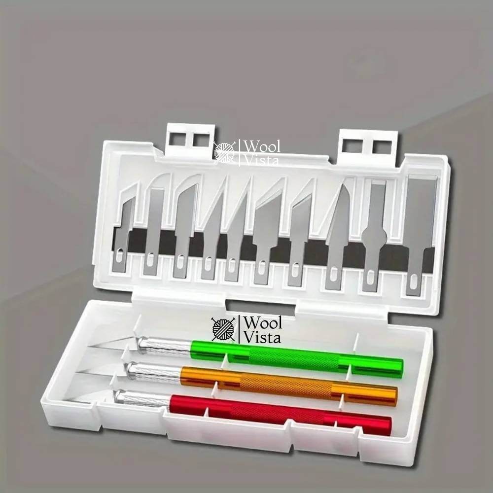 PRECISION CARVING KNIFE SET WITH ALUMINIUM ALLOY HANDLES & BLADES – (13 PCS) -TOOL KIT WITH STORAGE BOX
