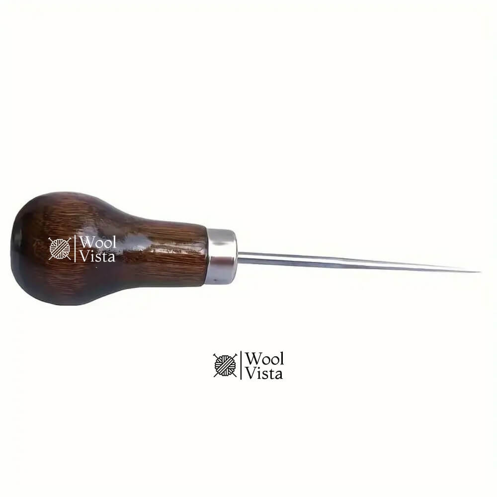 PREMIUM WOODEN HANDLE GOURD AWL – IDEAL FOR LEATHERCRAFT, DIY PROJECTS, SEWING & KNITTING