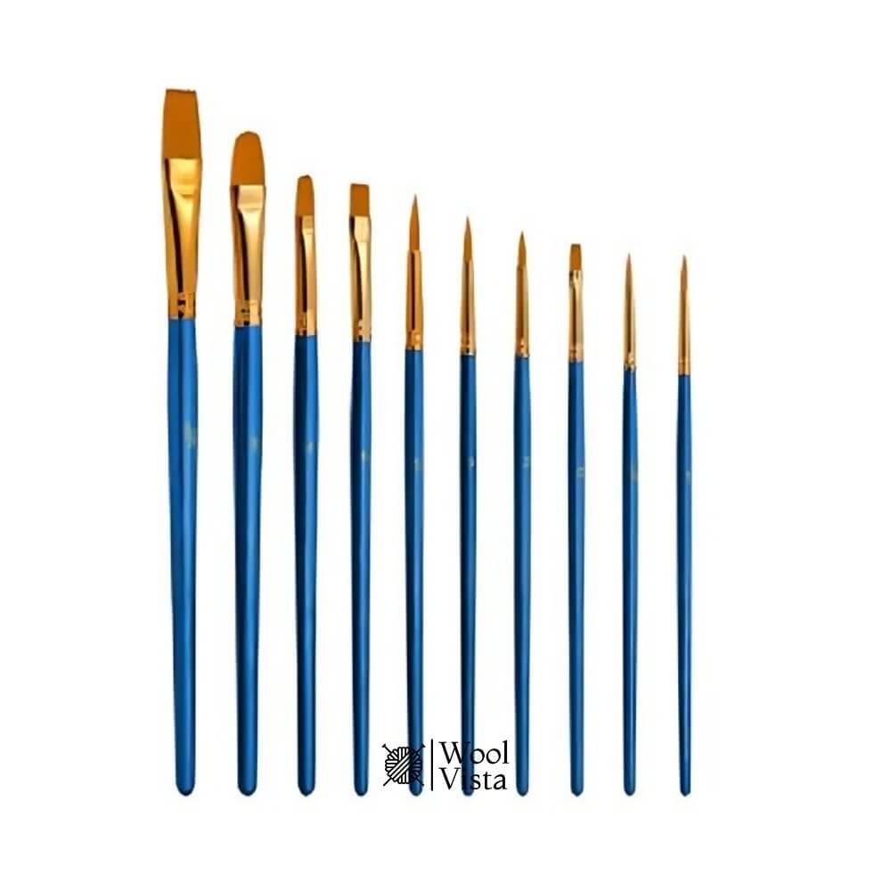 PROFESSIONAL ARTIST BRUSH SET – 10 BRUSHES FOR WATERCOLOR, ACRYLIC & OIL