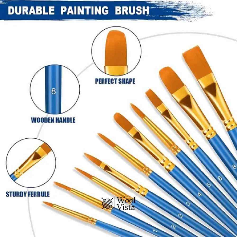 PROFESSIONAL ARTIST BRUSH SET – 10 BRUSHES FOR WATERCOLOR, ACRYLIC & OIL