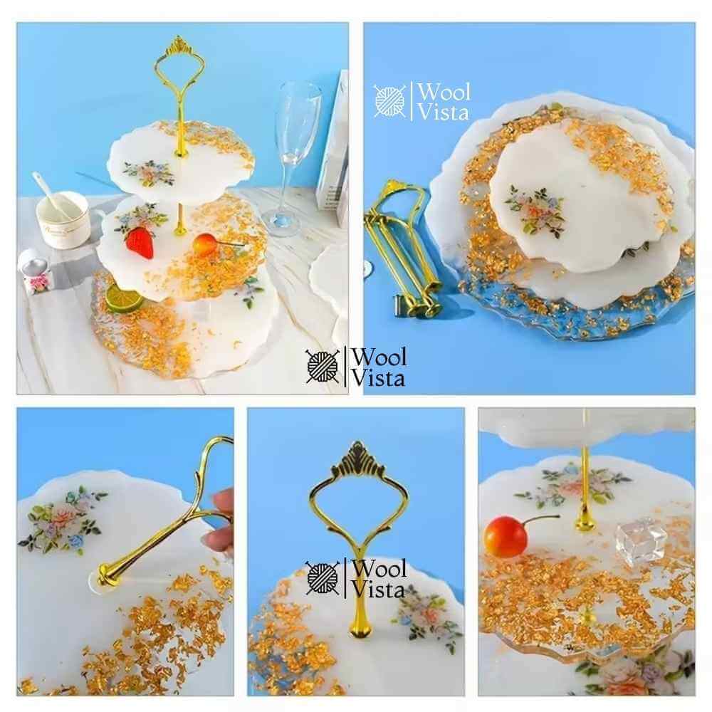 RESIN TRAY MOLD 3-LAYER SET – ROUND & SQUARE SILICONE MOLDS WITH HARDWARE FOR DIY EPOXY CAKE STAND & DISPLAY TRAYS