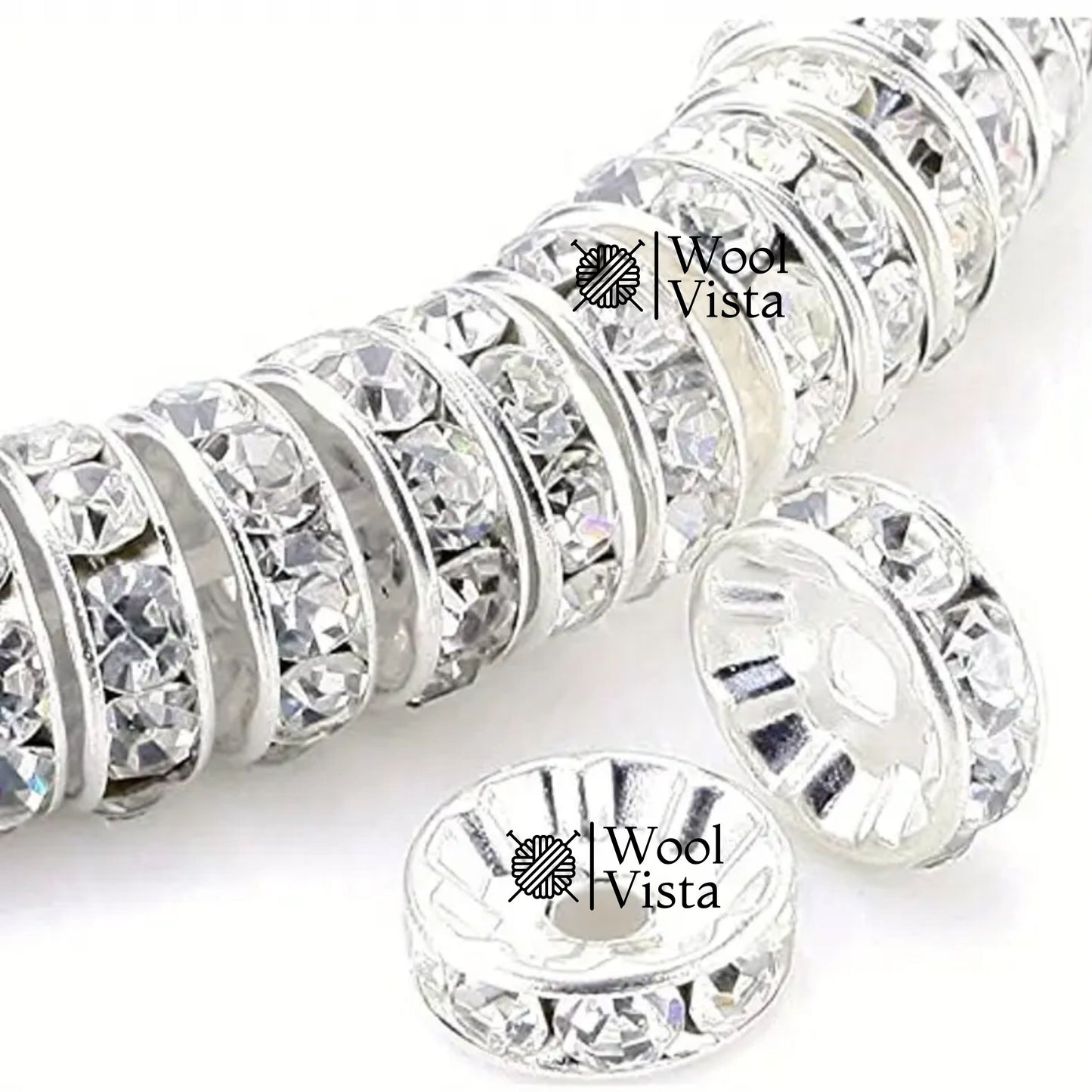 RHINESTONE SPACER BEADS 8MM – SYNTHETIC JEWELRY FINDINGS FOR BRACELETS, NECKLACES & DIY CRAFTS