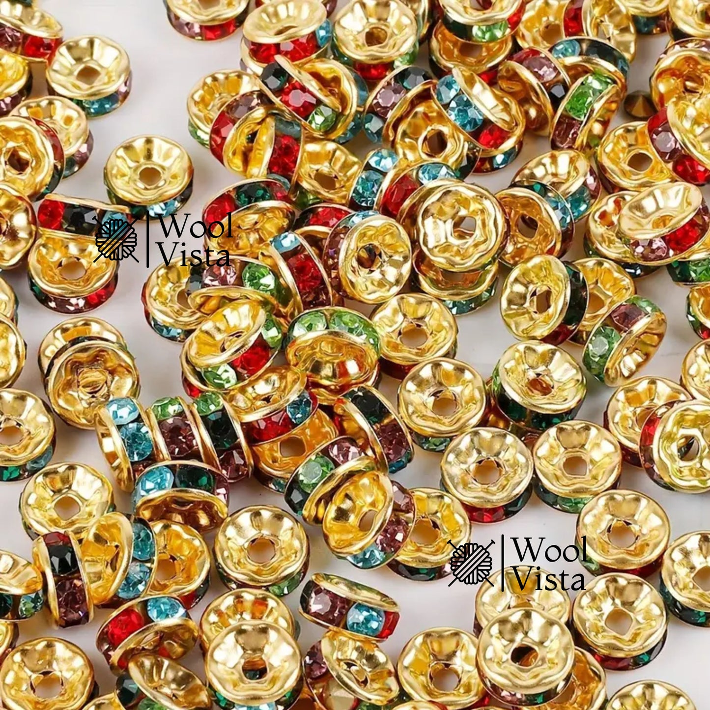 RHINESTONE SPACER BEADS 8MM – SYNTHETIC JEWELRY FINDINGS FOR BRACELETS, NECKLACES & DIY CRAFTS