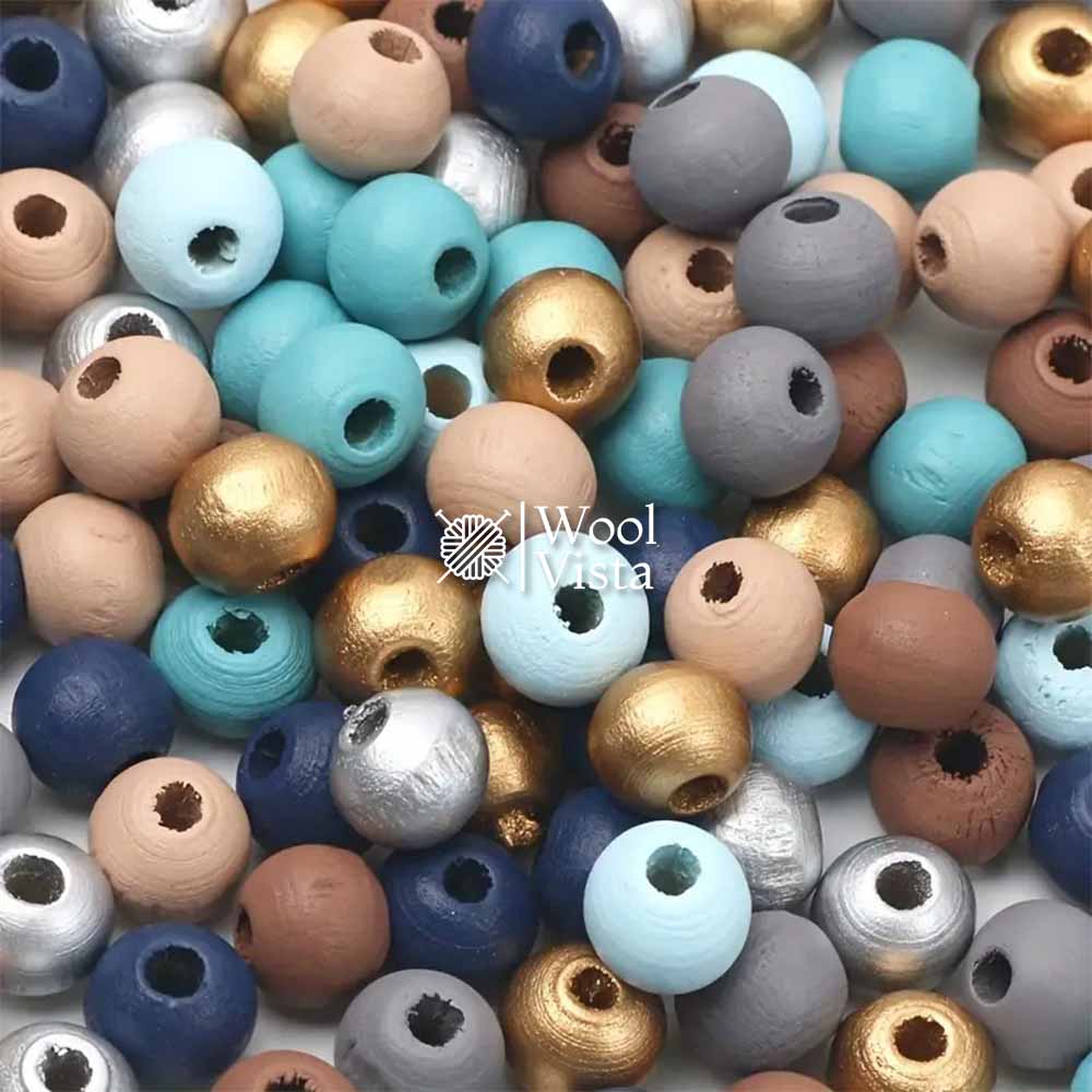 ROUND COLOURED WOODEN BEADS - FOR DIY JEWELRY & CRAFTS