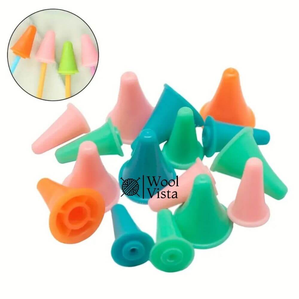 RUBBER CONE SHAPED KNITTING NEEDLE PROTECTIVE CAPS - (PACK OF 4)