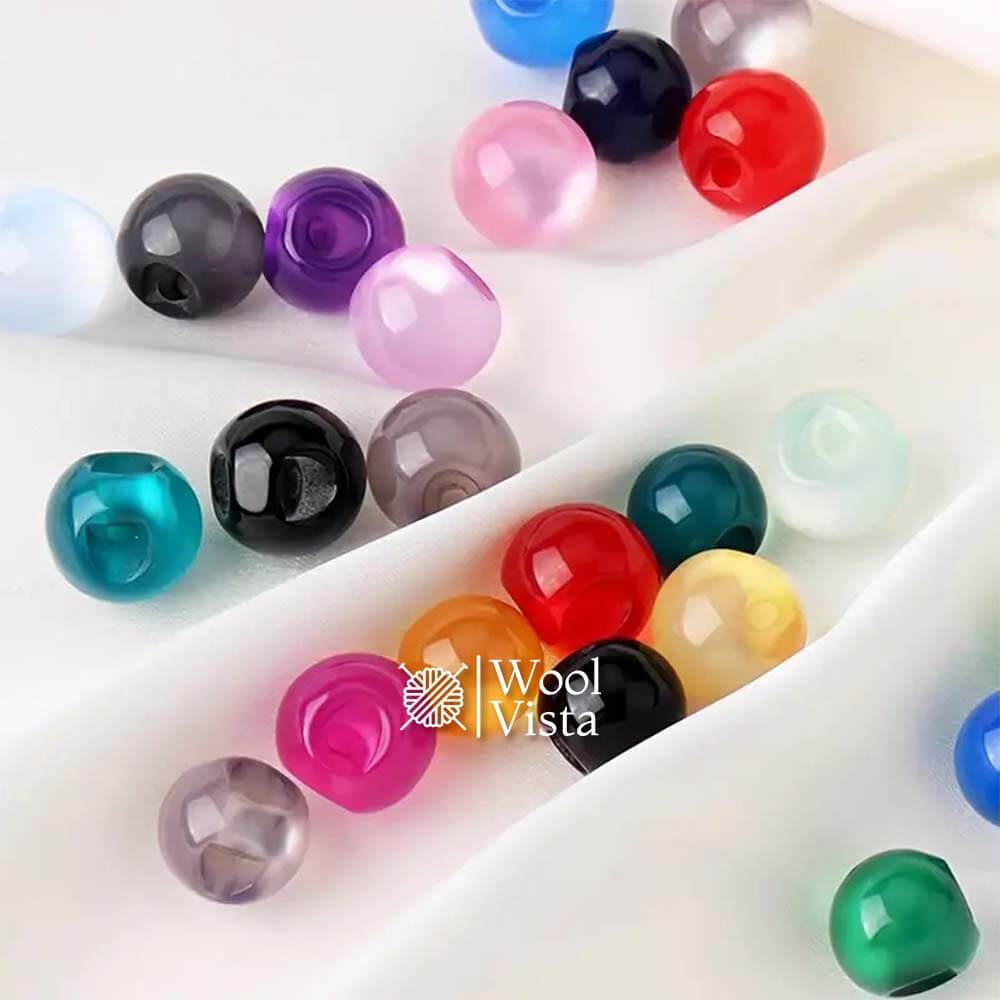 RESIN BUTTONS - MIXED COLOR ROUND BEAD WITH SIDE HOLE (PACK OF 10)