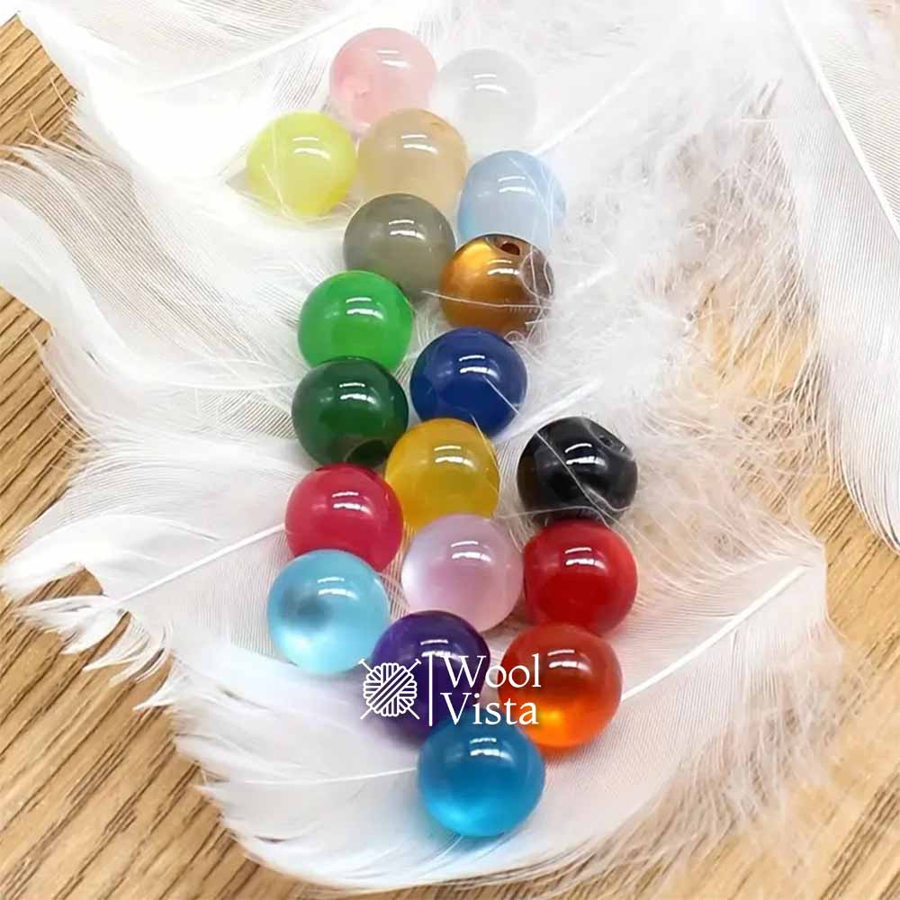 RESIN BUTTONS - MIXED COLOR ROUND BEAD WITH SIDE HOLE (PACK OF 10)