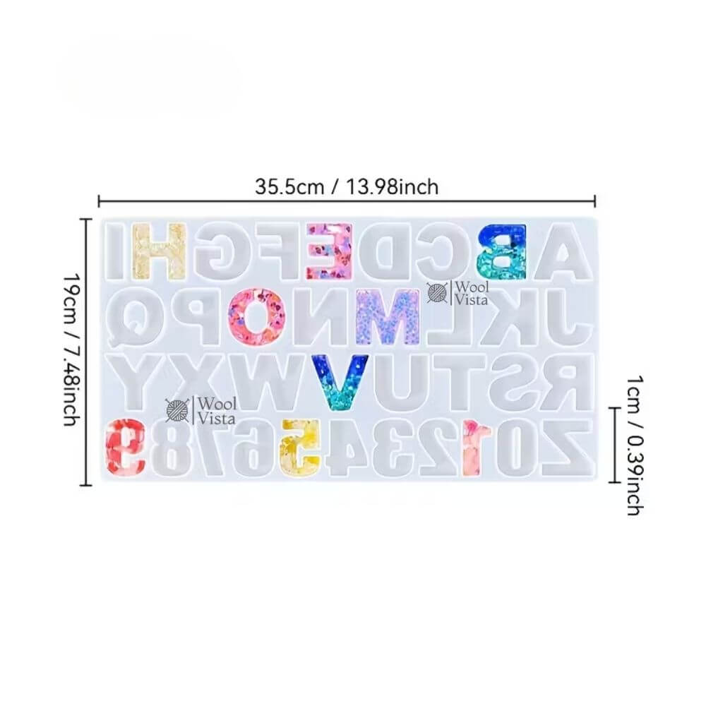 SILICONE LETTER RESIN MOLD – ALPHABET & NUMERIC MOLD FOR DIY JEWELRY, RESIN ART & CRAFT CASTING PROJECTS