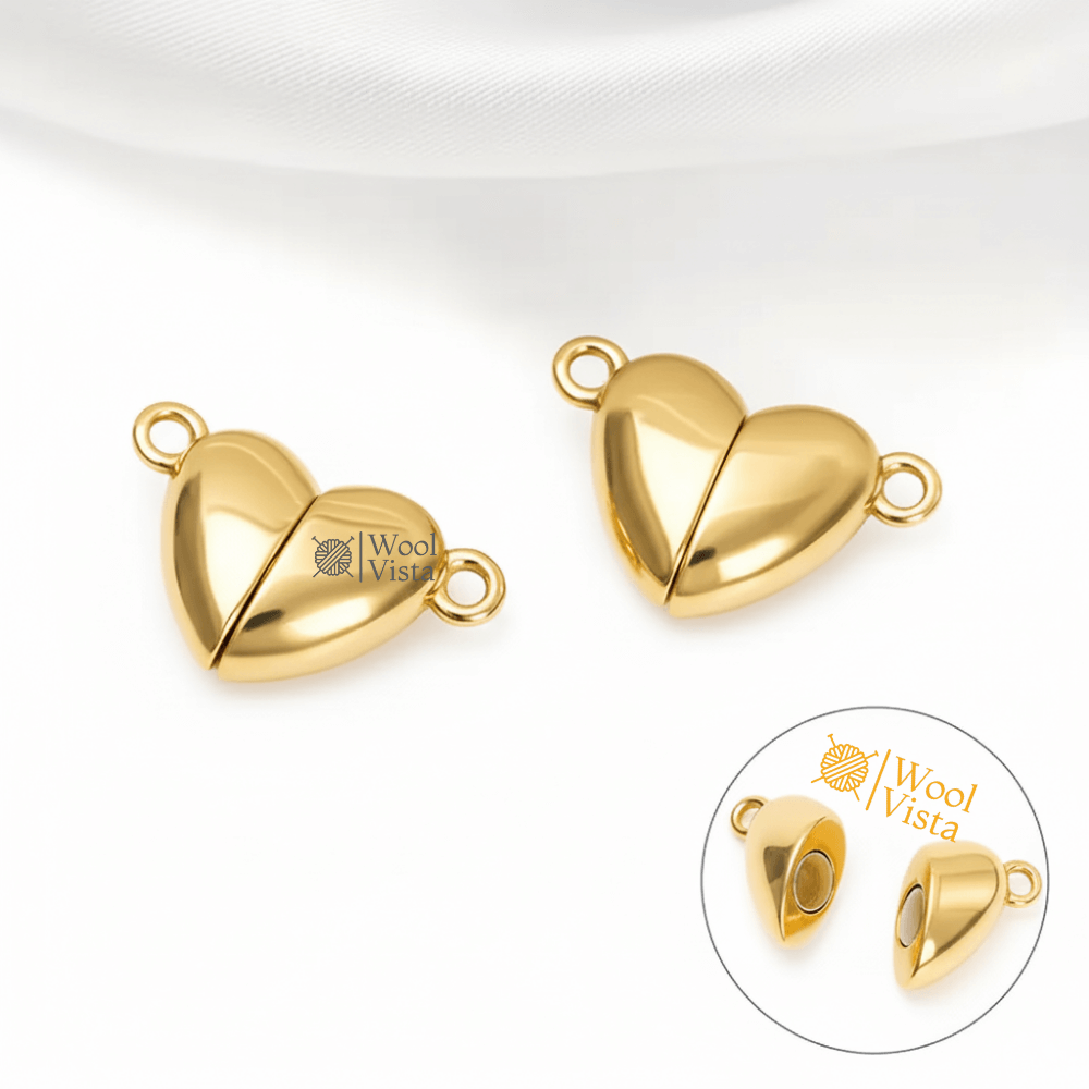 SILVERY HEART-SHAPED MAGNETIC BUCKLE CHARMS (5 PCS) – ALLOY JEWELRY FINDINGS FOR NECKLACES, BRACELETS & EARRINGS