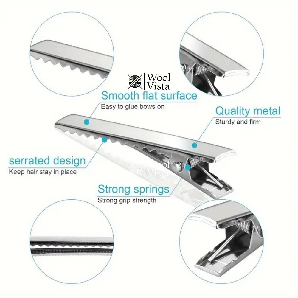 SILVERY METAL ALLIGATOR HAIR CLIPS – DUCKBILL DIY HAIR ACCESSORIES