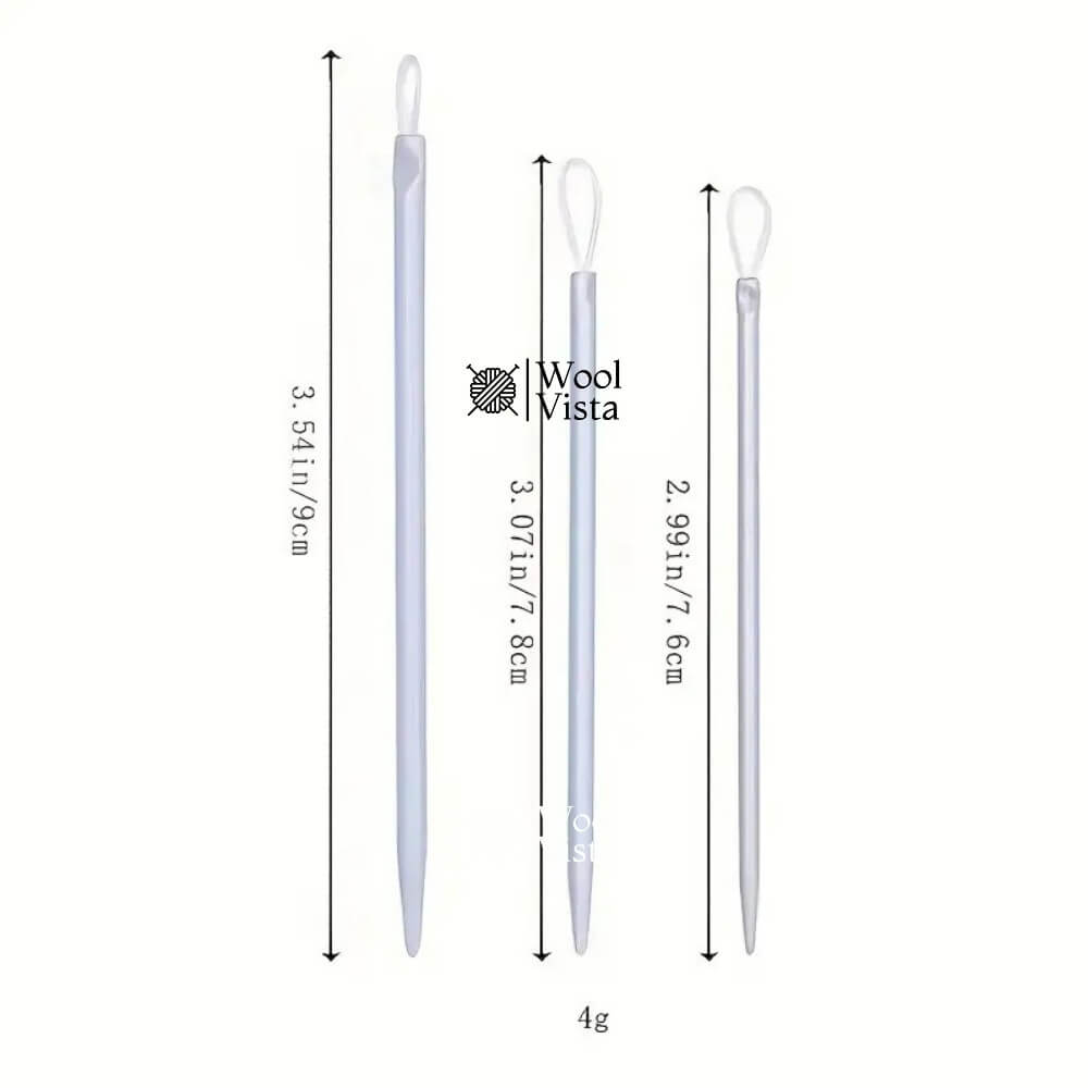 WHITE NYLON THREAD NEEDLES (SET OF 3) – LARGE EYE BENT NEEDLES FOR YARN & DIY CRAFTS