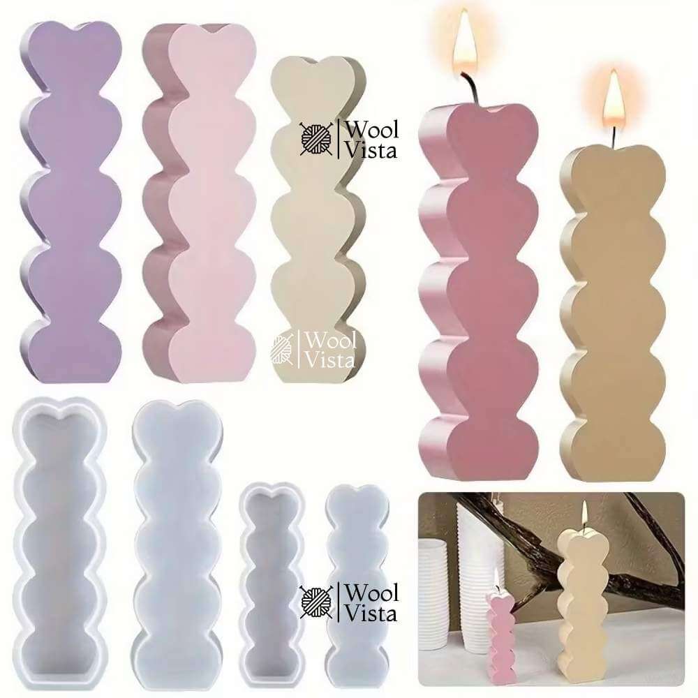 SMALL HEART PILLAR SILICONE MOLD – FOR CANDLE MAKING, RESIN ART & HANDMADE CRAFTS