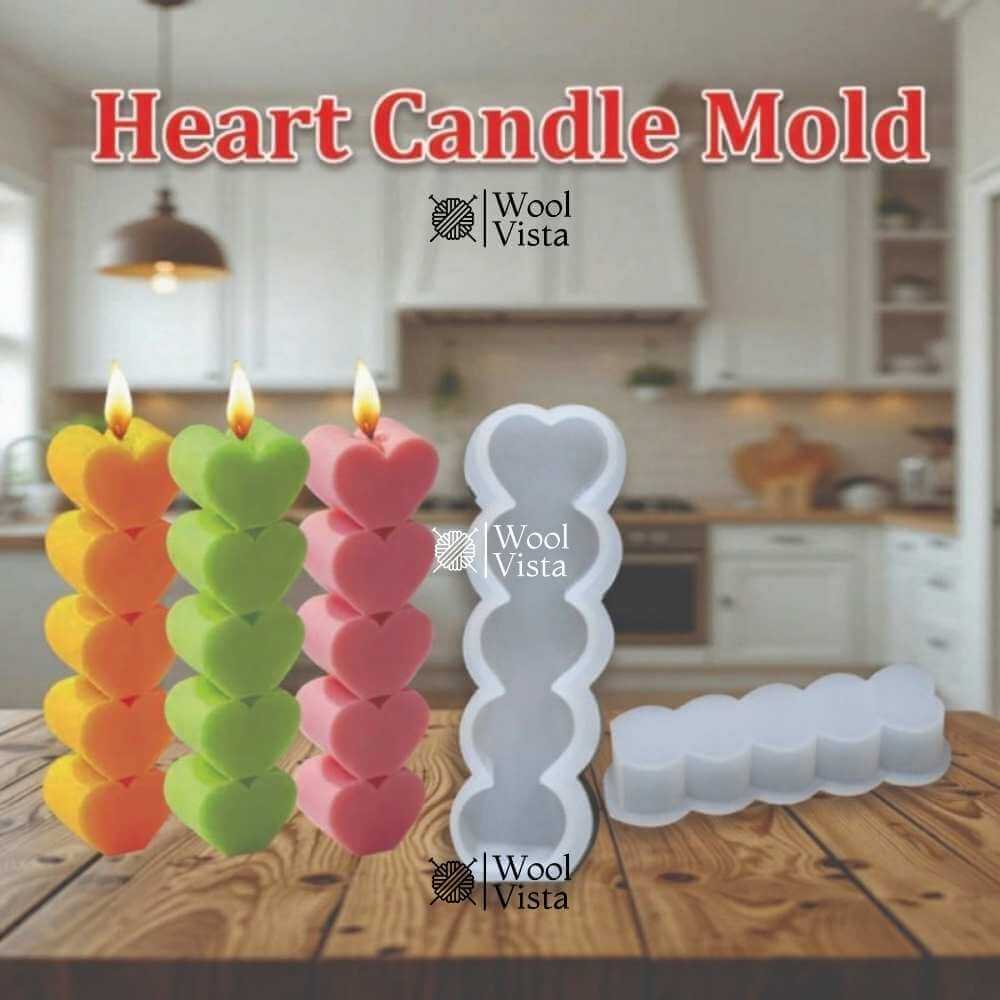 SMALL HEART PILLAR SILICONE MOLD – FOR CANDLE MAKING, RESIN ART & HANDMADE CRAFTS