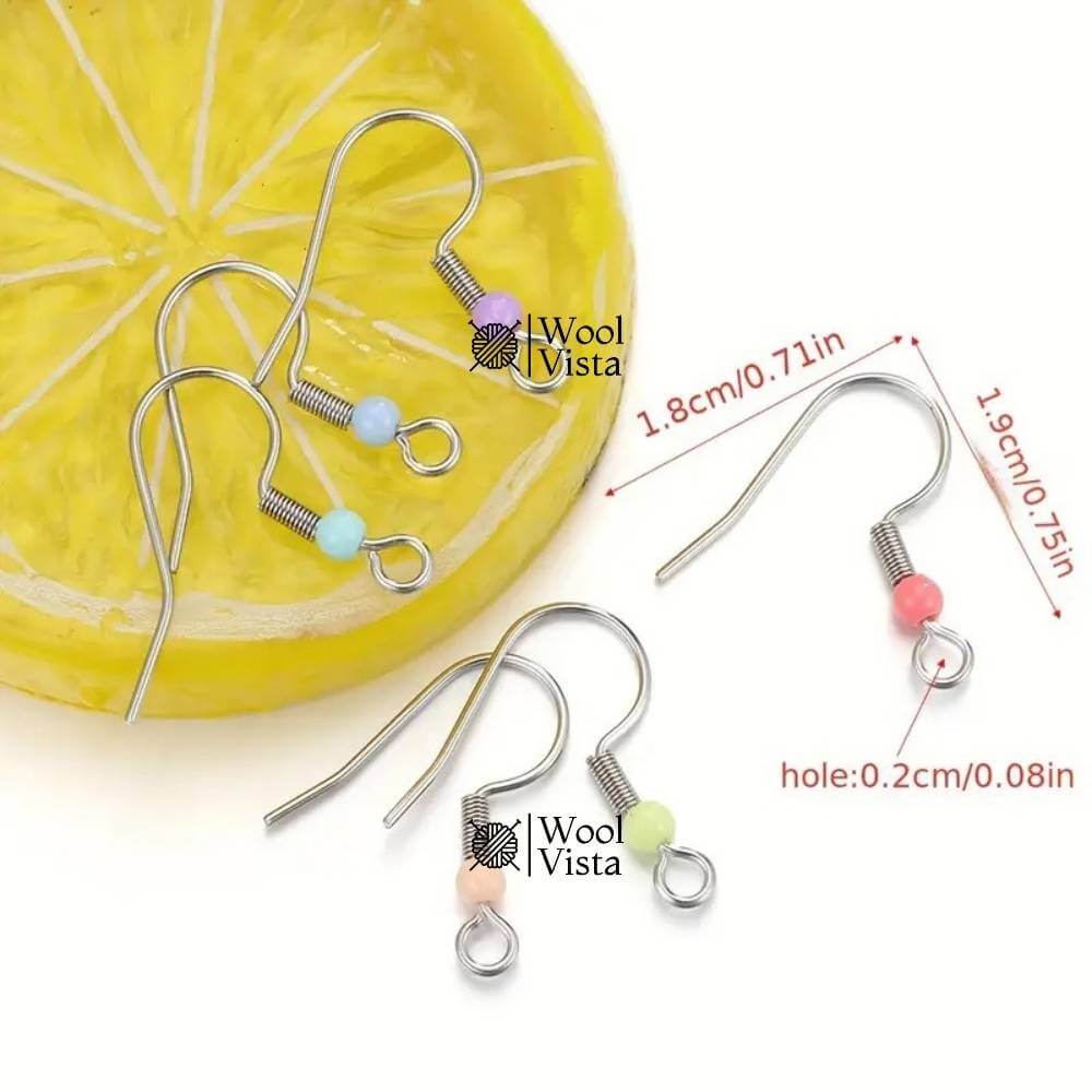STAINLESS STEEL HOOK EARRINGS WITH DROP – SEMI-FINISHED EARRING ACCESSORIES (PACK OF 10)