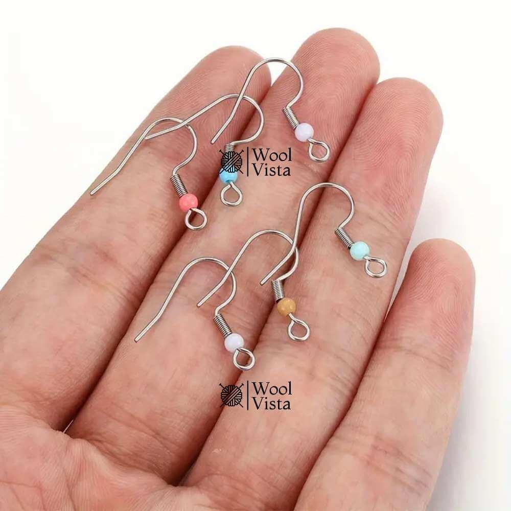 STAINLESS STEEL HOOK EARRINGS WITH DROP – SEMI-FINISHED EARRING ACCESSORIES (PACK OF 10)