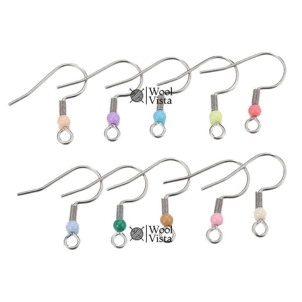 STAINLESS STEEL HOOK EARRINGS WITH DROP – SEMI-FINISHED EARRING ACCESSORIES (PACK OF 10)