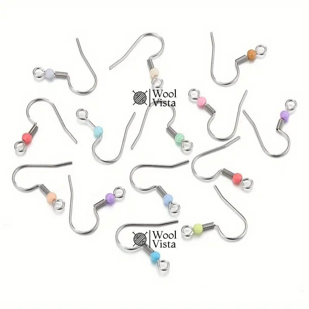STAINLESS STEEL HOOK EARRINGS WITH DROP – SEMI-FINISHED EARRING ACCESSORIES (PACK OF 10)