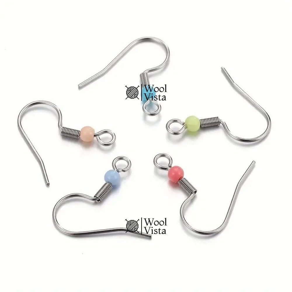 STAINLESS STEEL HOOK EARRINGS WITH DROP – SEMI-FINISHED EARRING ACCESSORIES (PACK OF 10)