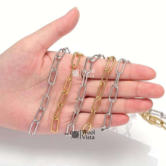 STAINLESS STEEL OVAL ROLO CHAIN – WIDE LINK DIY JEWELRY MAKING CHAIN FOR BRACELETS & NECKLACES 7MM - (1 METER)