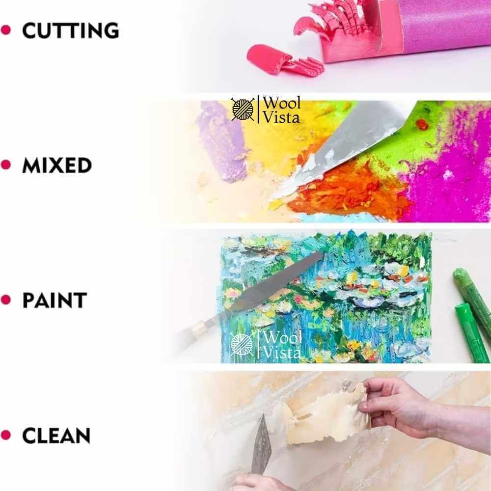 STAINLESS STEEL PAINTING SCRAPER – PALETTE KNIFE FOR OIL ACRYLIC & MIXED MEDIA ART (SET OF 3)