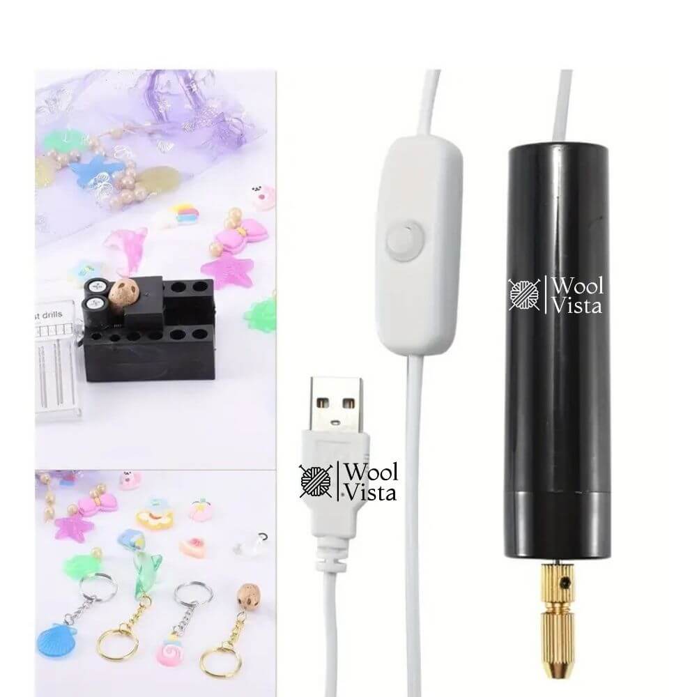USB-POWERED HANDHELD ELECTRIC DRILL SET WITH 3 BITS – PRECISION TOOL FOR DIY WOOD & METAL CRAFTS