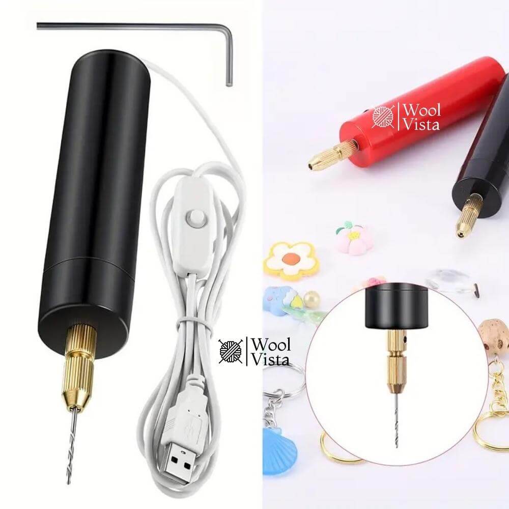 USB-POWERED HANDHELD ELECTRIC DRILL SET WITH 3 BITS – PRECISION TOOL FOR DIY WOOD & METAL CRAFTS