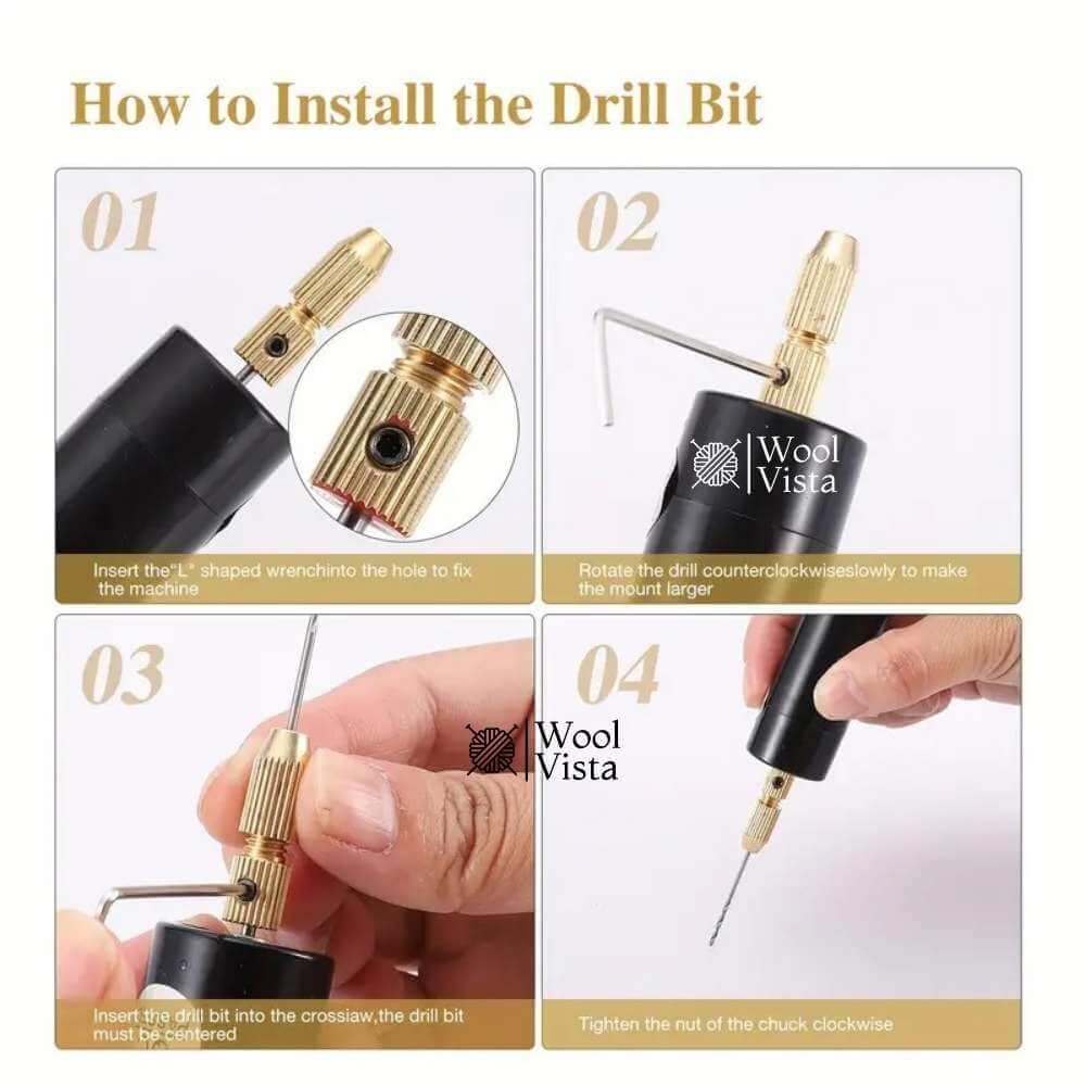 USB-POWERED HANDHELD ELECTRIC DRILL SET WITH 3 BITS – PRECISION TOOL FOR DIY WOOD & METAL CRAFTS