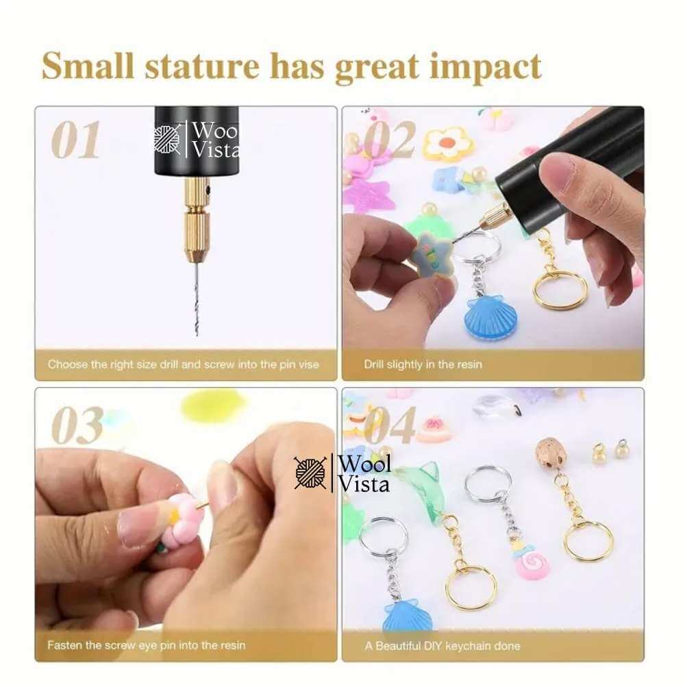USB-POWERED HANDHELD ELECTRIC DRILL SET WITH 3 BITS – PRECISION TOOL FOR DIY WOOD & METAL CRAFTS