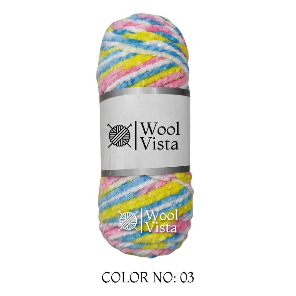 VELVET CHENILLE YARN MULTI - VELVET YARN BALL (1 BALL)