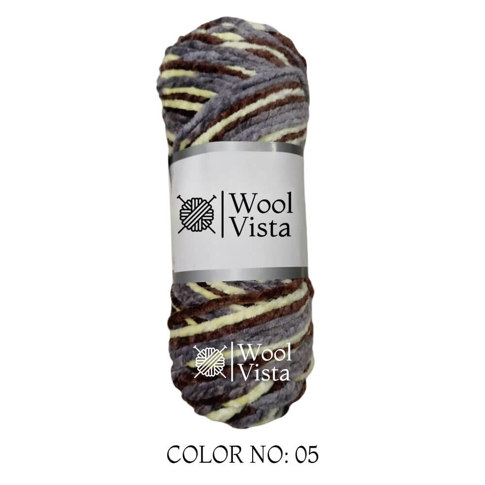 VELVET CHENILLE YARN MULTI - VELVET YARN BALL (1 BALL)