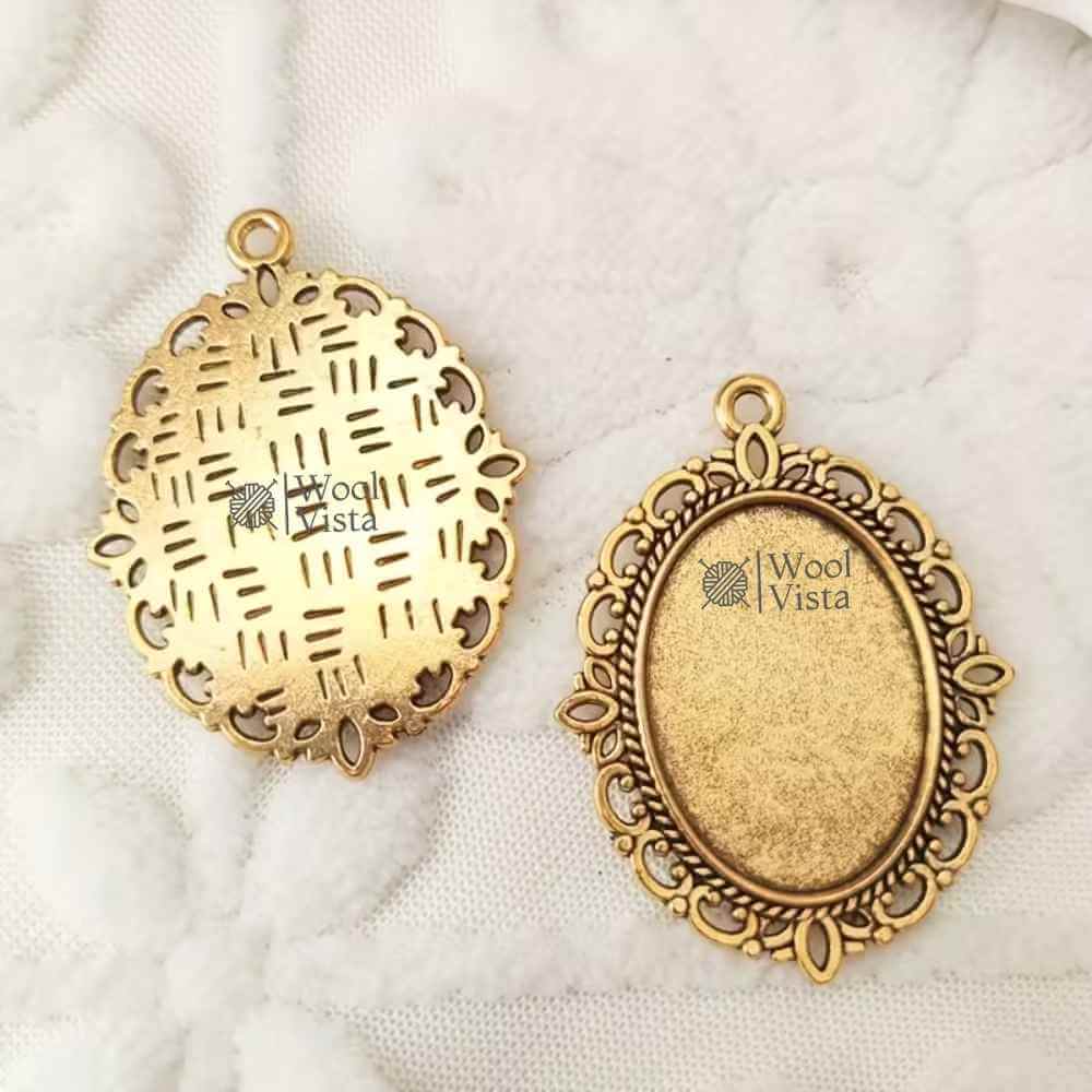 VINTAGE OVAL ALLOY PENDANT 18X25MM – RETRO GEMSTONE BASE FOR DIY NECKLACES, JEWELRY MAKING & CRAFT ACCESSORIES