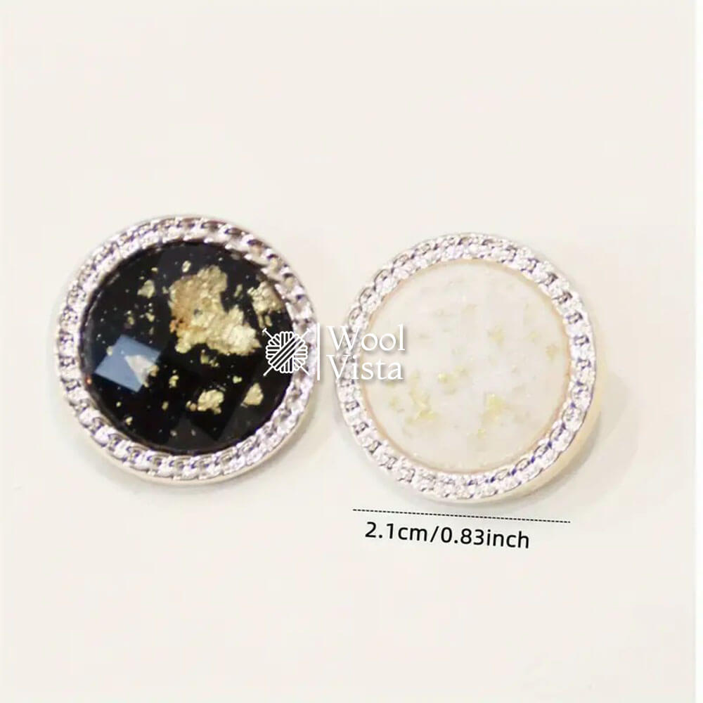 VINTAGE GOLDEN FOIL RESIN PLASTIC BUTTONS - (PACK OF 10)