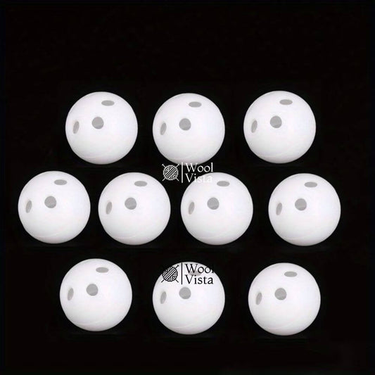 WHITE PLASTIC RATTLE BALLS 24MM – SQUEAKY CAT & SMALL PET TOY ACCESSORIES (PACK OF 5)