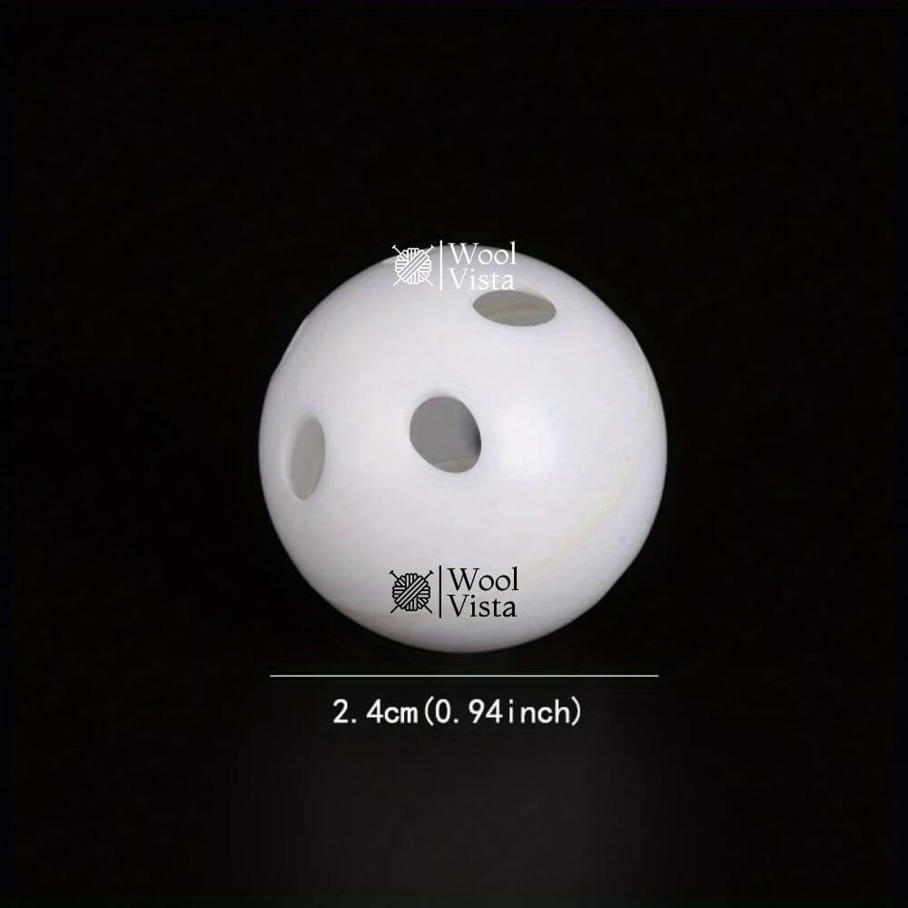 WHITE PLASTIC RATTLE BALLS 24MM – SQUEAKY CAT & SMALL PET TOY ACCESSORIES (PACK OF 5)