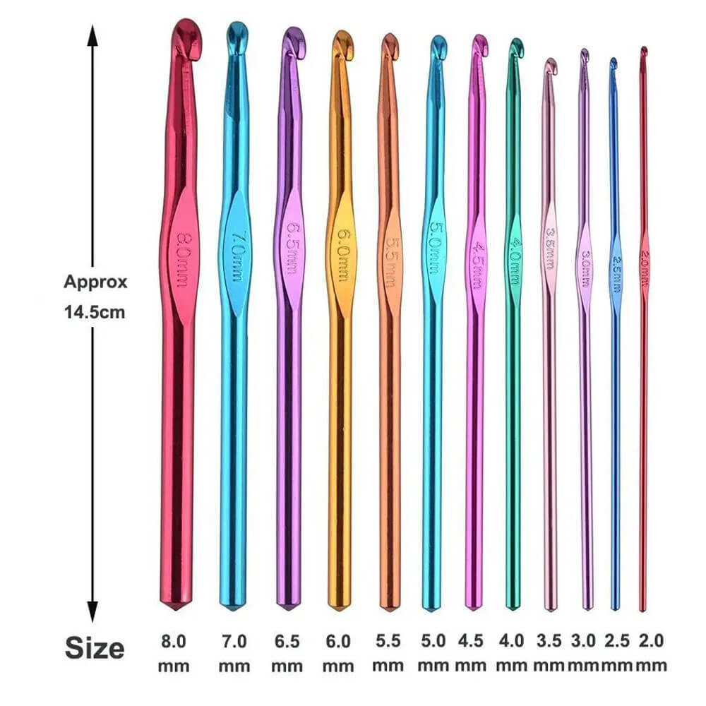 ALUMINIUM CROCHET HOOK SET - (PACK OF 12)