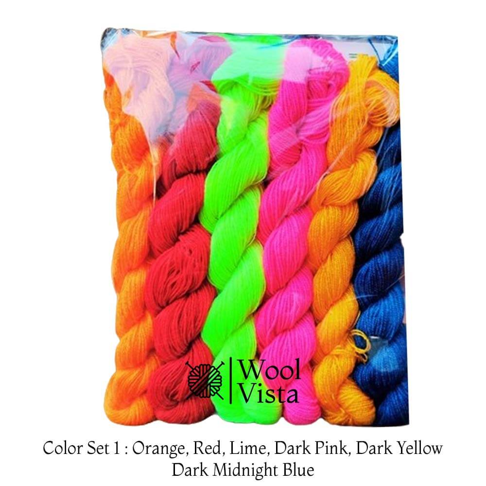 MULTI COLOR WOOLEN EMBROIDERY THREAD - PACK OF 6 THREADS