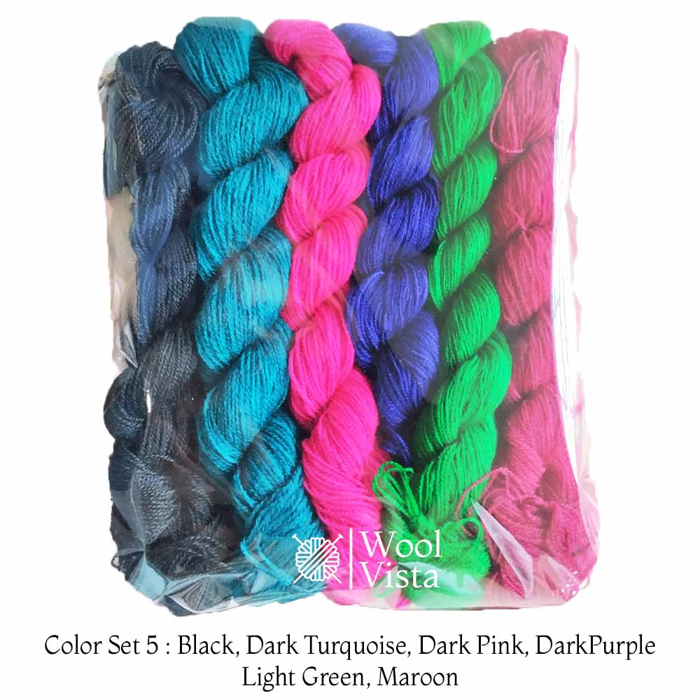 MULTI COLOR WOOLEN EMBROIDERY THREAD - PACK OF 6 THREADS