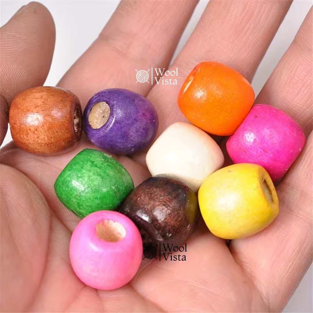 LARGE HOLE WOODEN BEADS - (PACK OF 50)