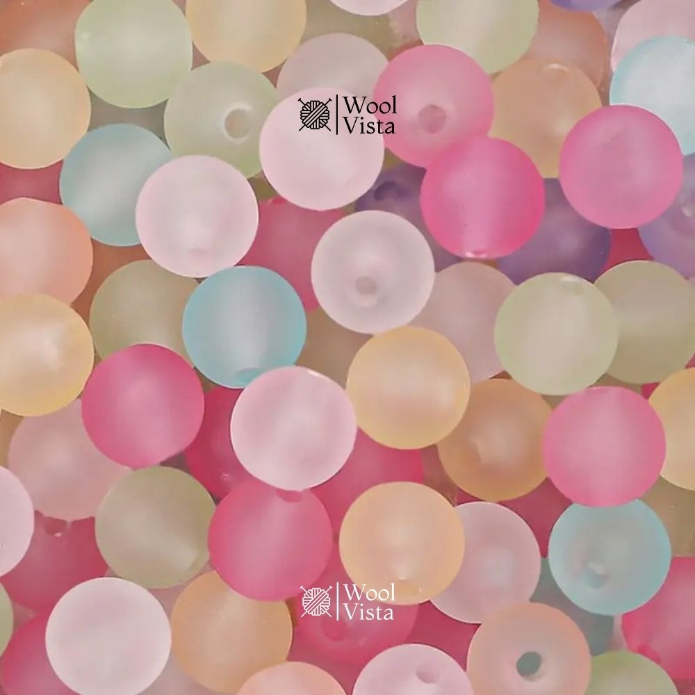 MATTE TRANSPARENT ACRYLIC BEADS – COLORFUL ROUND LOOSE BEADS STRAND